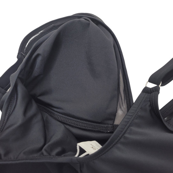 Cupshe Swimsuit V Neck Black 0X Mesh Sheer Panel Minimalist Plus One Piece - Picture 6 of 11